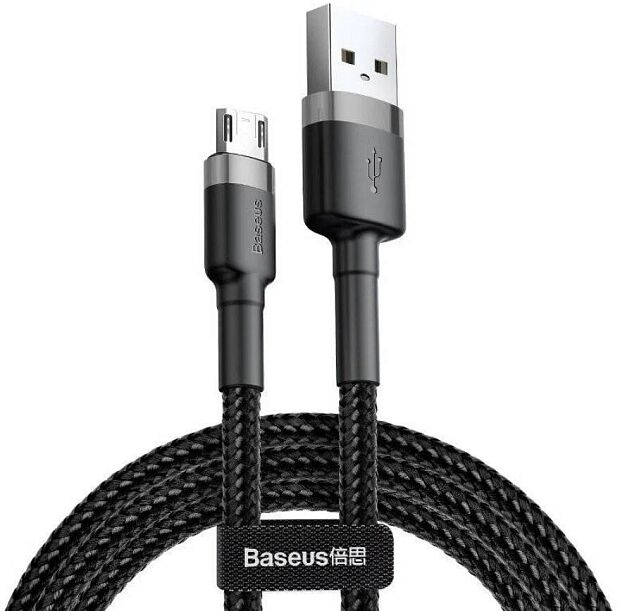 Кабель Baseus Cafule Cable USB For Micro 1.5A 2m CAMKLF-CG1 (Grey/Серый) - 1