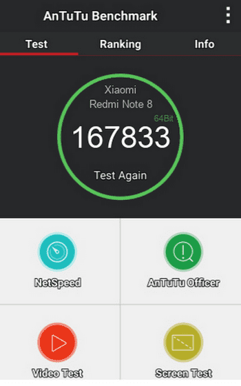 Результаты теста AnTuTu для Xiaomi Redmi Note 8